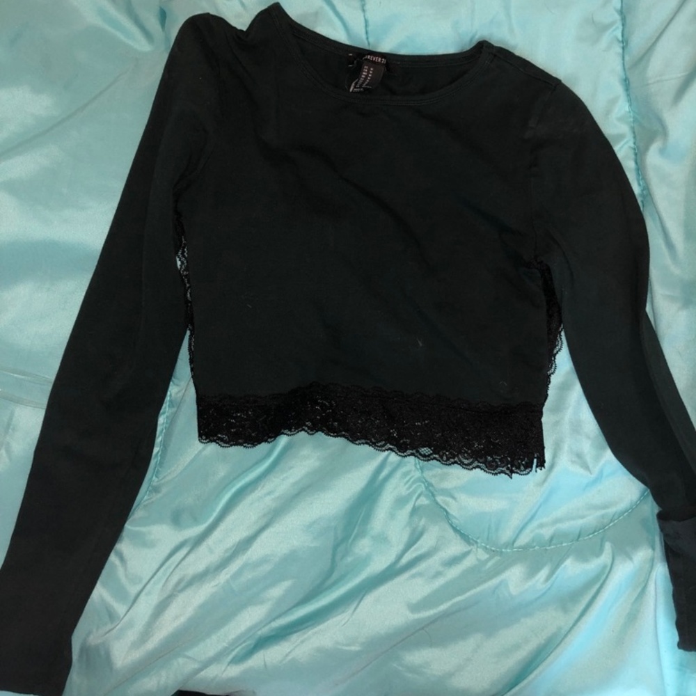 hinter green long sleeve crop top